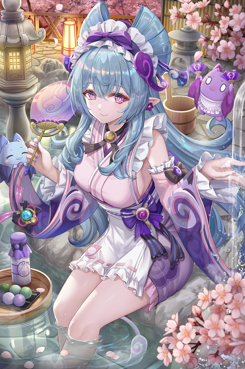 露天風呂を視察する瑞希さん (ID: 127966453)