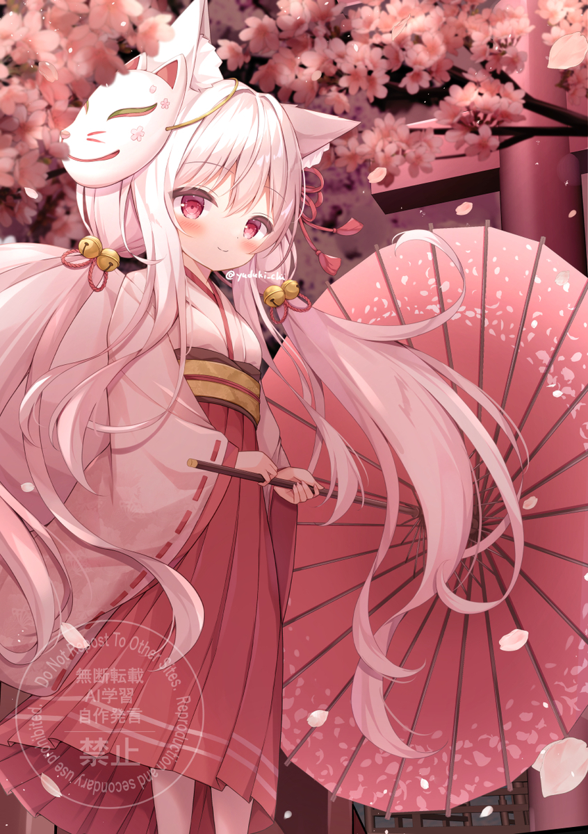 夜桜と狐巫女 (ID: 129159918)
